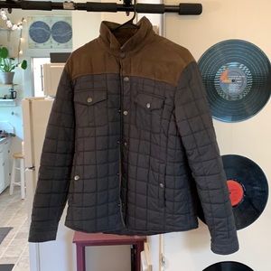 micro puff coat with suede upper